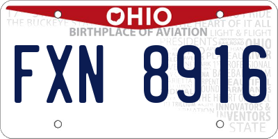 OH license plate FXN8916