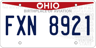 OH license plate FXN8921