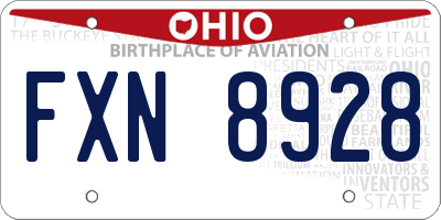 OH license plate FXN8928