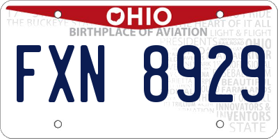 OH license plate FXN8929