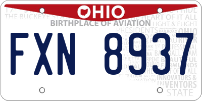 OH license plate FXN8937