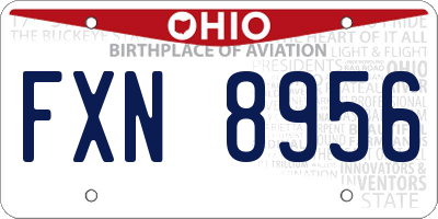 OH license plate FXN8956