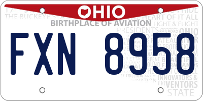 OH license plate FXN8958
