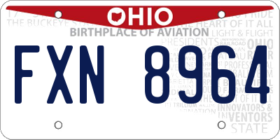 OH license plate FXN8964