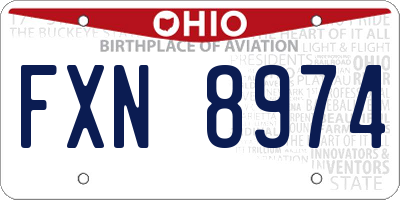 OH license plate FXN8974