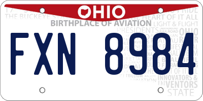 OH license plate FXN8984