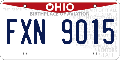 OH license plate FXN9015