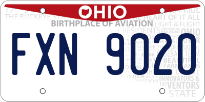 OH license plate FXN9020