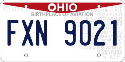 OH license plate FXN9021