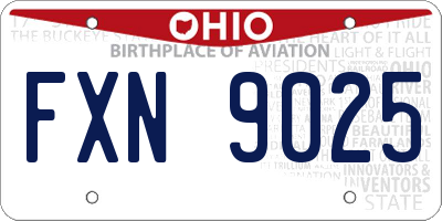 OH license plate FXN9025