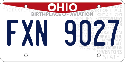 OH license plate FXN9027