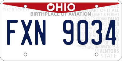 OH license plate FXN9034