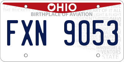 OH license plate FXN9053