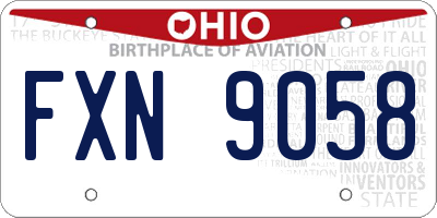 OH license plate FXN9058