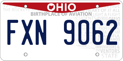 OH license plate FXN9062