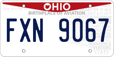 OH license plate FXN9067