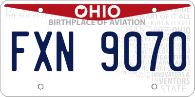 OH license plate FXN9070