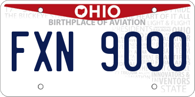 OH license plate FXN9090