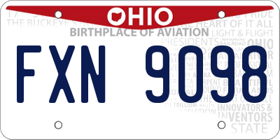 OH license plate FXN9098