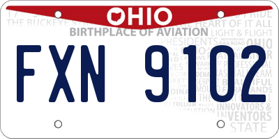 OH license plate FXN9102