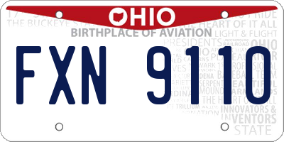 OH license plate FXN9110