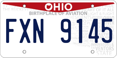 OH license plate FXN9145