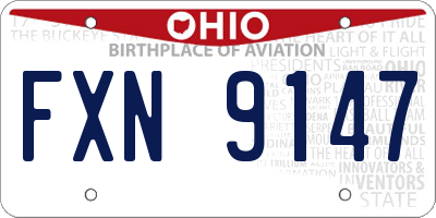 OH license plate FXN9147