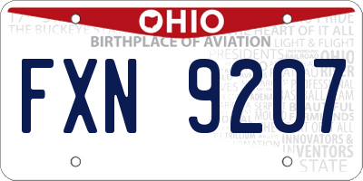 OH license plate FXN9207