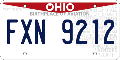 OH license plate FXN9212
