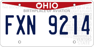 OH license plate FXN9214
