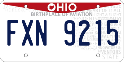 OH license plate FXN9215