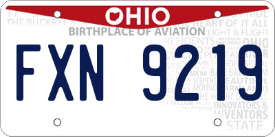 OH license plate FXN9219
