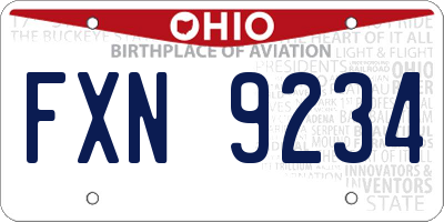 OH license plate FXN9234