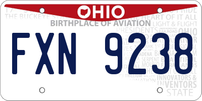 OH license plate FXN9238