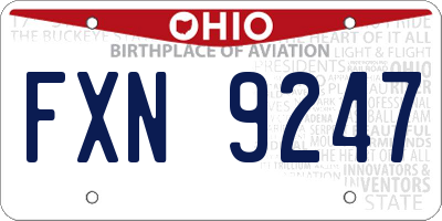OH license plate FXN9247