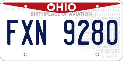 OH license plate FXN9280