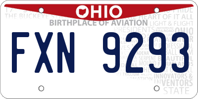 OH license plate FXN9293