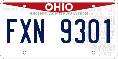 OH license plate FXN9301