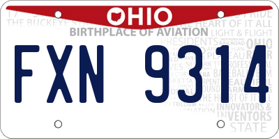 OH license plate FXN9314