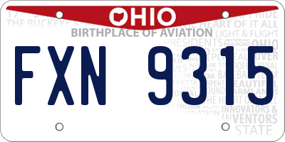 OH license plate FXN9315