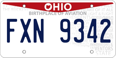 OH license plate FXN9342