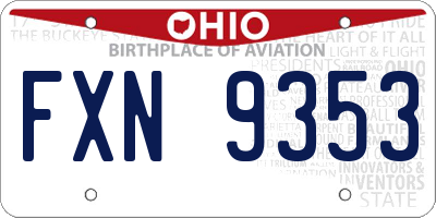 OH license plate FXN9353