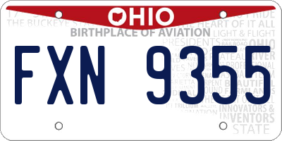 OH license plate FXN9355