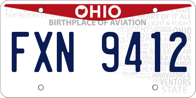 OH license plate FXN9412