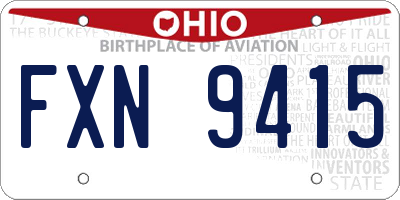 OH license plate FXN9415