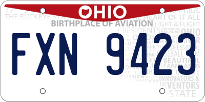 OH license plate FXN9423