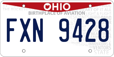 OH license plate FXN9428