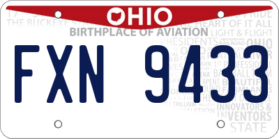 OH license plate FXN9433