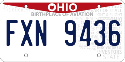 OH license plate FXN9436