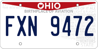 OH license plate FXN9472